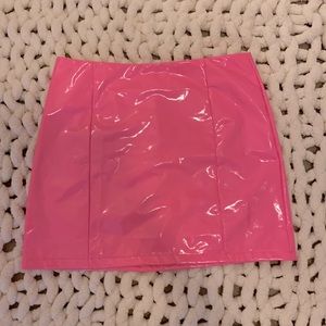 hot pink mini pleather skirt